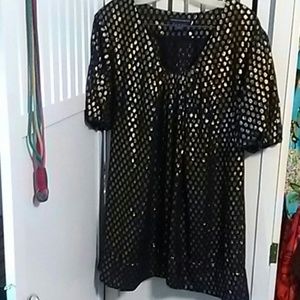 French Connection Polka Dot Metallic Top